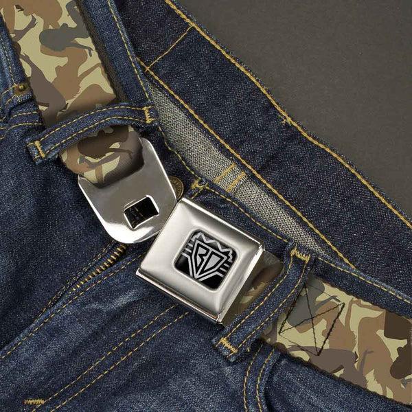 Buckle-Down BD Wings Logo CLOSE-UP Full Color Black Silver Seatbelt Belt - Mud Flap Girls Camo Browns Webbing