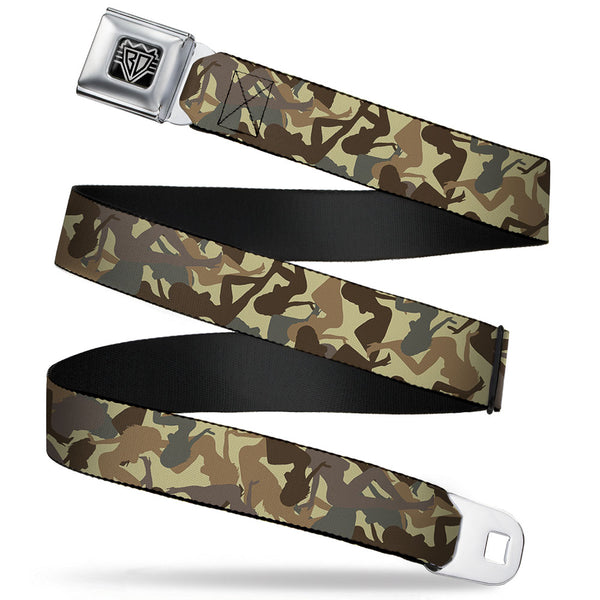 Buckle-Down BD Wings Logo CLOSE-UP Full Color Black Silver Seatbelt Belt - Mud Flap Girls Camo Browns Webbing