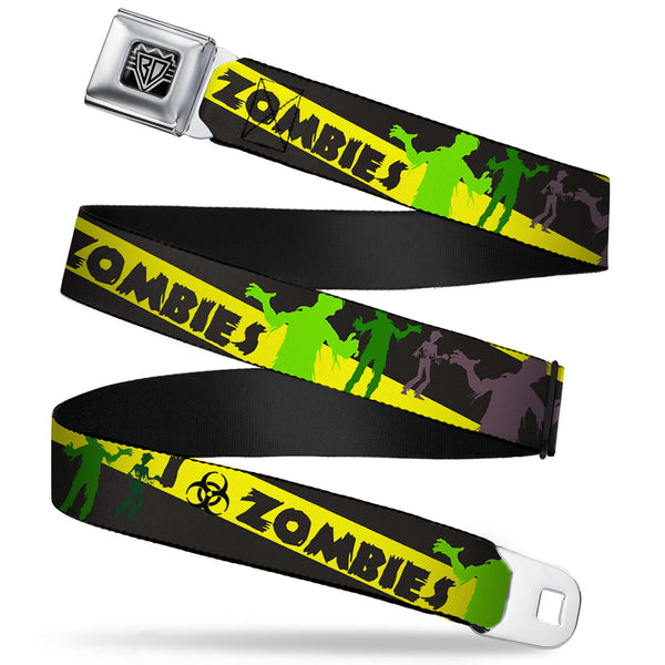 Buckle-Down BD Wings Logo CLOSE-UP Full Color Black Silver Seatbelt Belt - Zombies Biohazard Black/Yellow/Green Webbing