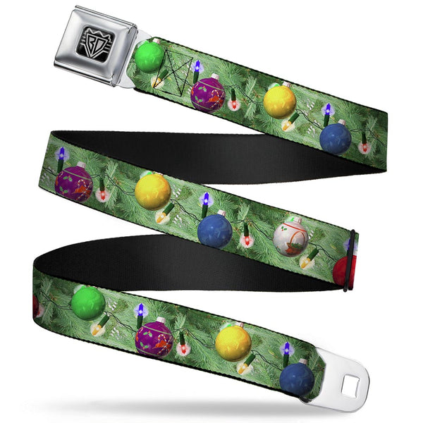 Buckle-Down BD Wings Logo CLOSE-UP Full Color Black Silver Seatbelt Belt - Decorated Tree Webbing