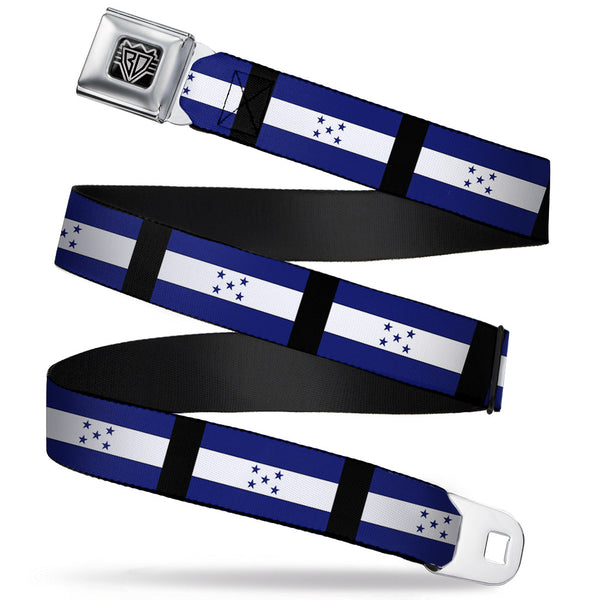 Buckle-Down BD Wings Logo CLOSE-UP Full Color Black Silver Seatbelt Belt - Honduras Flags Webbing