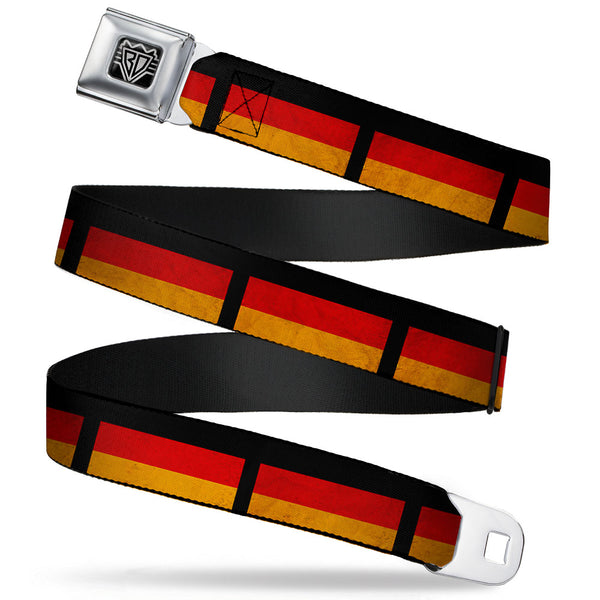 Buckle-Down BD Wings Logo CLOSE-UP Full Color Black Silver Seatbelt Belt - German Flag Distressed Webbing