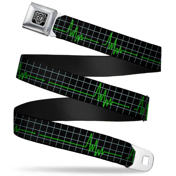 Buckle-Down BD Wings Logo CLOSE-UP Full Color Black Silver Seatbelt Belt - Flatline Webbing