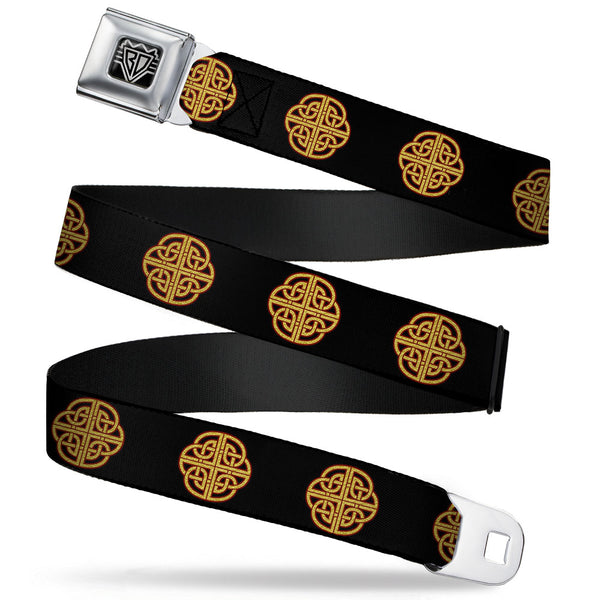 Buckle-Down BD Wings Logo CLOSE-UP Full Color Black Silver Seatbelt Belt - Celtic Knot Black/Burgundy/Gold Webbing