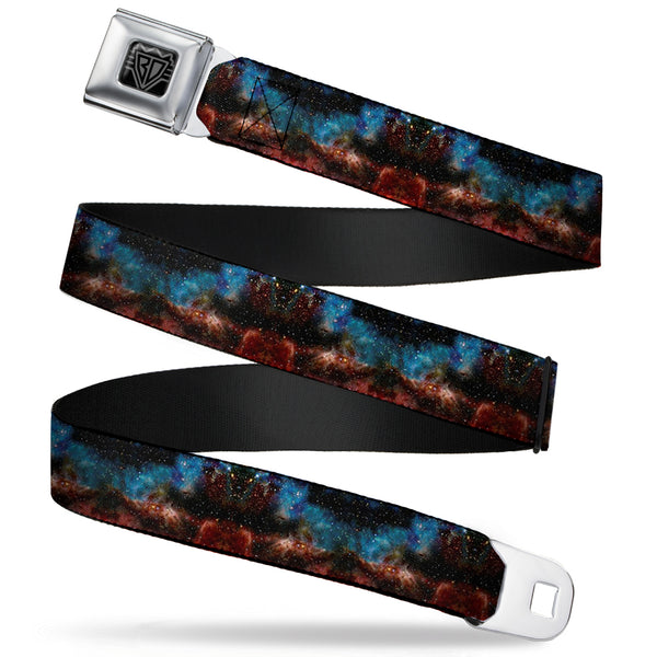 Buckle-Down BD Wings Logo CLOSE-UP Full Color Black Silver Seatbelt Belt - Cosmic Space Webbing