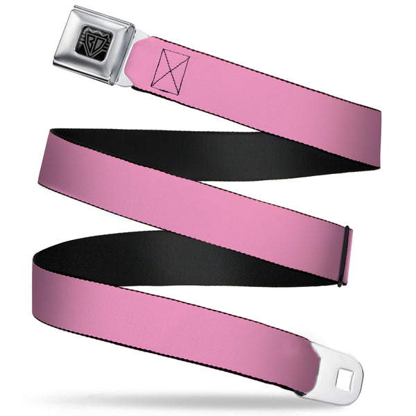 Buckle-Down BD Wings Logo CLOSE-UP Full Color Black Silver Seatbelt Belt - Baby Pink Print Webbing