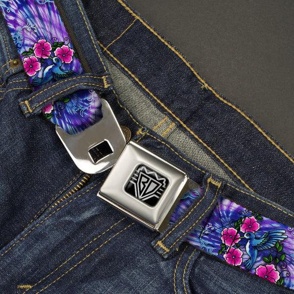 Buckle-Down BD Wings Logo CLOSE-UP Full Color Black Silver Seatbelt Belt - TJ-Hummingbird Webbing