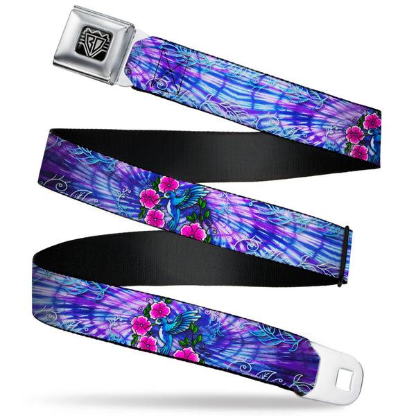 Buckle-Down BD Wings Logo CLOSE-UP Full Color Black Silver Seatbelt Belt - TJ-Hummingbird Webbing