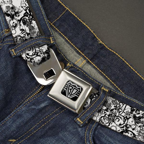 Buckle-Down BD Wings Logo CLOSE-UP Full Color Black Silver Seatbelt Belt - Orthodox Chaos Webbing