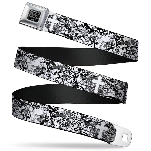 Buckle-Down BD Wings Logo CLOSE-UP Full Color Black Silver Seatbelt Belt - Orthodox Chaos Webbing