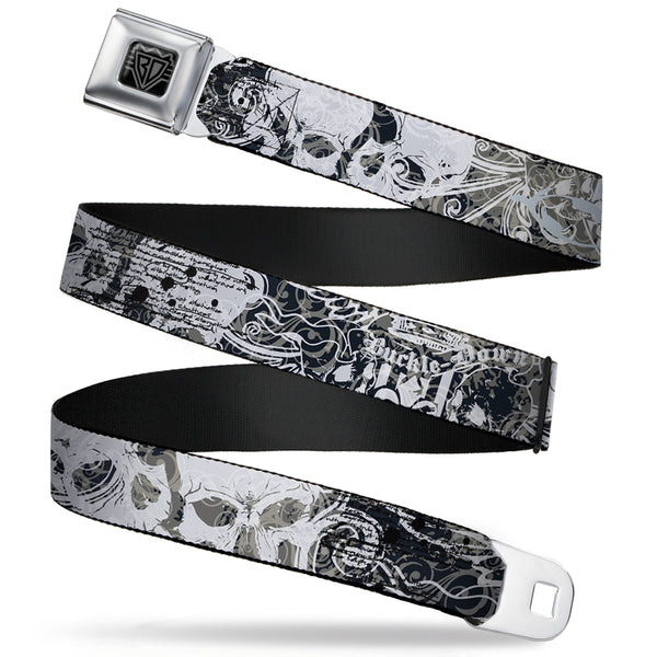 Buckle-Down BD Wings Logo CLOSE-UP Full Color Black Silver Seatbelt Belt - Gothic 1 Webbing