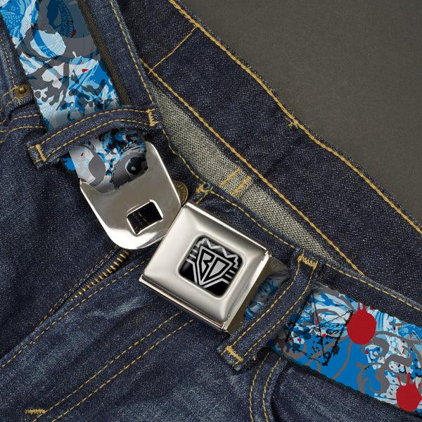Buckle-Down BD Wings Logo CLOSE-UP Full Color Black Silver Seatbelt Belt - Gothic 2 Webbing