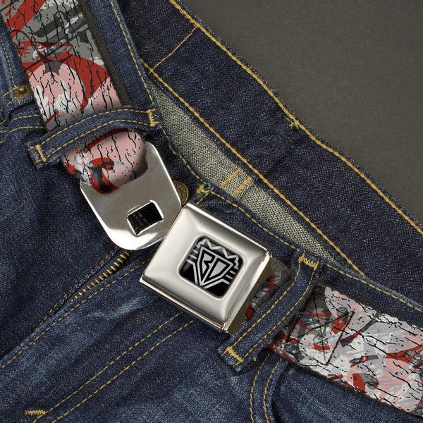 Buckle-Down BD Wings Logo CLOSE-UP Full Color Black Silver Seatbelt Belt - Gothic 3 Webbing