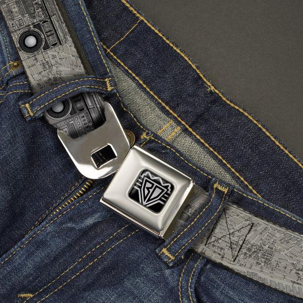 Buckle-Down BD Wings Logo CLOSE-UP Full Color Black Silver Seatbelt Belt - Boombox Webbing