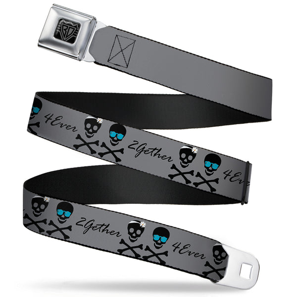 Buckle-Down BD Wings Logo CLOSE-UP Full Color Black Silver Seatbelt Belt - 2gether 4ever Skulls Webbing
