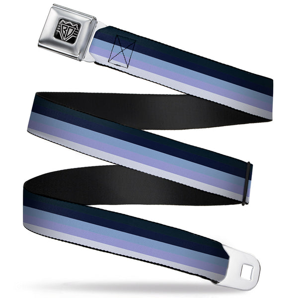 Buckle-Down BD Wings Logo CLOSE-UP Full Color Black Silver Seatbelt Belt - Spectrum Blue Webbing
