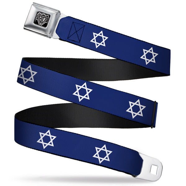 Buckle-Down BD Wings Logo CLOSE-UP Full Color Black Silver Seatbelt Belt - Star of David Webbing