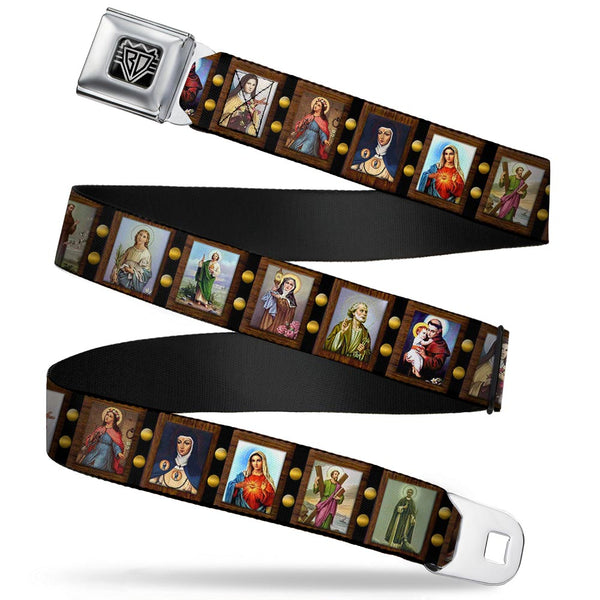 Buckle-Down BD Wings Logo CLOSE-UP Full Color Black Silver Seatbelt Belt - Saint Blocks Webbing