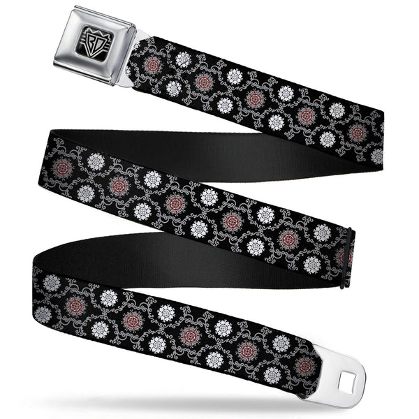 Buckle-Down BD Wings Logo CLOSE-UP Full Color Black Silver Seatbelt Belt - Tapestry 1 Black Webbing