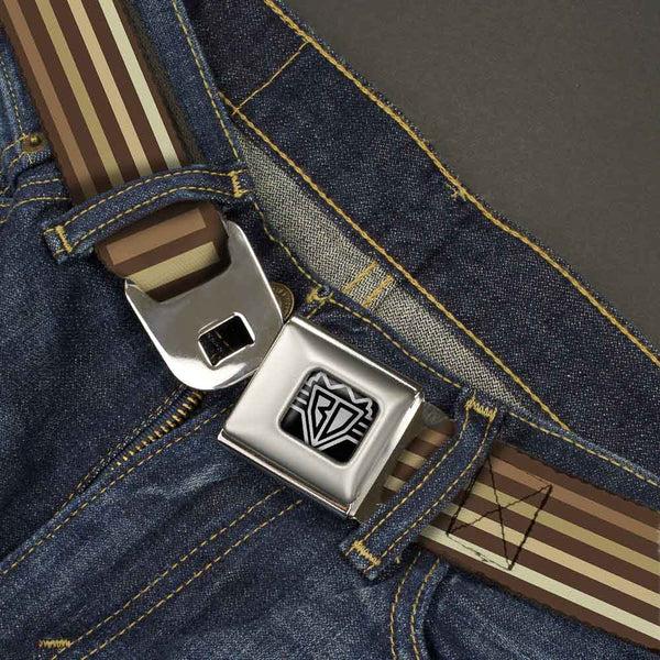 Buckle-Down BD Wings Logo CLOSE-UP Full Color Black Silver Seatbelt Belt - Stripe Blocks Browns Webbing