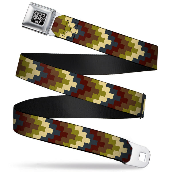 Buckle-Down BD Wings Logo CLOSE-UP Full Color Black Silver Seatbelt Belt - Geometric4 Tan/Blue/Wine/Brown/Olive Webbing