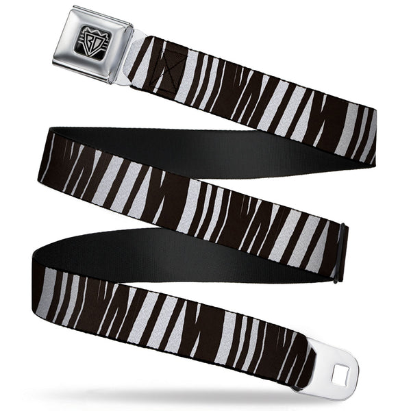 Buckle-Down BD Wings Logo CLOSE-UP Full Color Black Silver Seatbelt Belt - Zebra Webbing