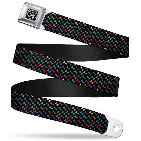 Buckle-Down BD Wings Logo CLOSE-UP Full Color Black Silver Seatbelt Belt - Dog Bone Black/Multi Color Webbing