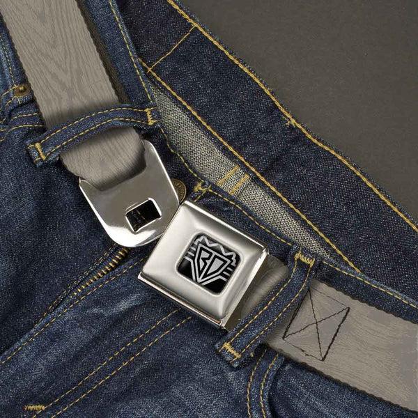 Buckle-Down BD Wings Logo CLOSE-UP Full Color Black Silver Seatbelt Belt - Wood Grain White Oak Webbing