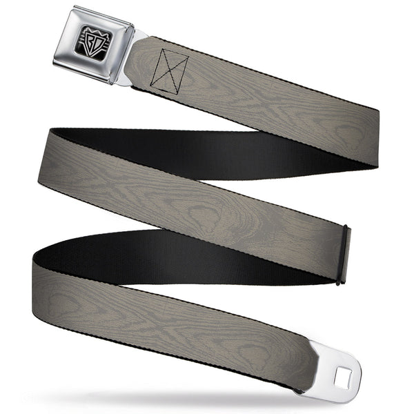 Buckle-Down BD Wings Logo CLOSE-UP Full Color Black Silver Seatbelt Belt - Wood Grain White Oak Webbing