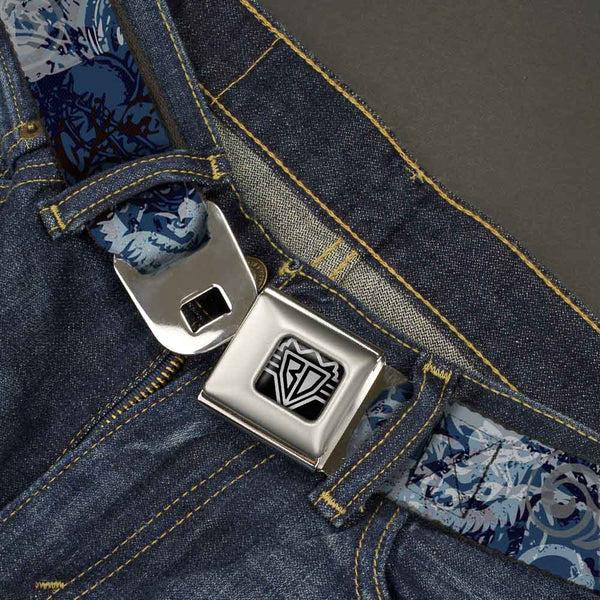 Buckle-Down BD Wings Logo CLOSE-UP Full Color Black Silver Seatbelt Belt - Gothic 5 Webbing