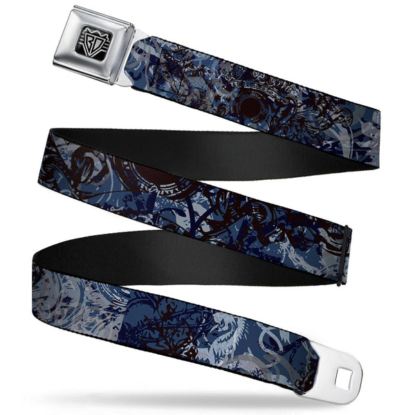 Buckle-Down BD Wings Logo CLOSE-UP Full Color Black Silver Seatbelt Belt - Gothic 5 Webbing