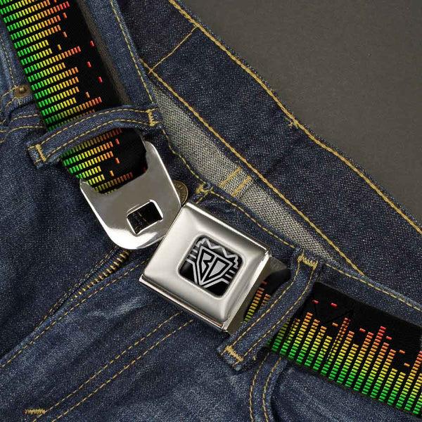Buckle-Down BD Wings Logo CLOSE-UP Full Color Black Silver Seatbelt Belt - DC Equalizer Webbing