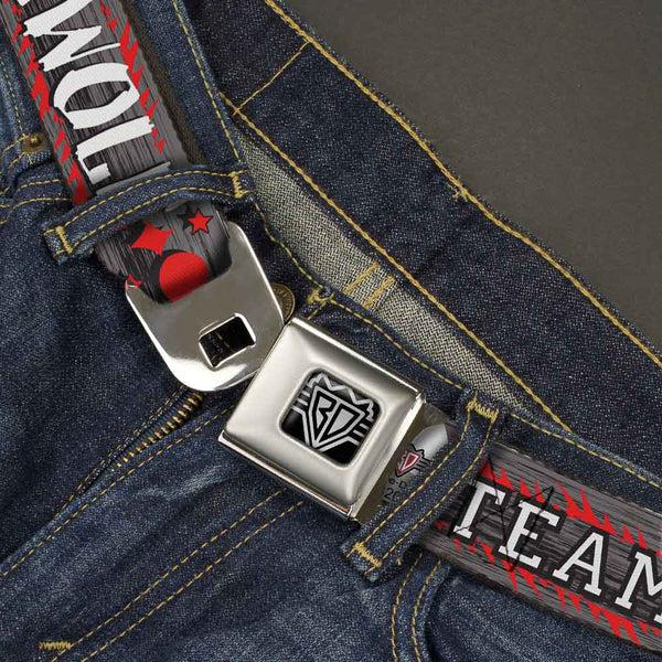 Buckle-Down BD Wings Logo CLOSE-UP Full Color Black Silver Seatbelt Belt - Team Werewolf Webbing