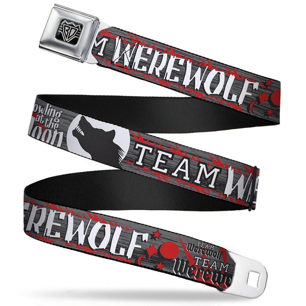 Buckle-Down BD Wings Logo CLOSE-UP Full Color Black Silver Seatbelt Belt - Team Werewolf Webbing