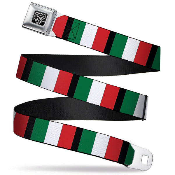 Buckle-Down BD Wings Logo CLOSE-UP Full Color Black Silver Seatbelt Belt - Italy Flags Webbing