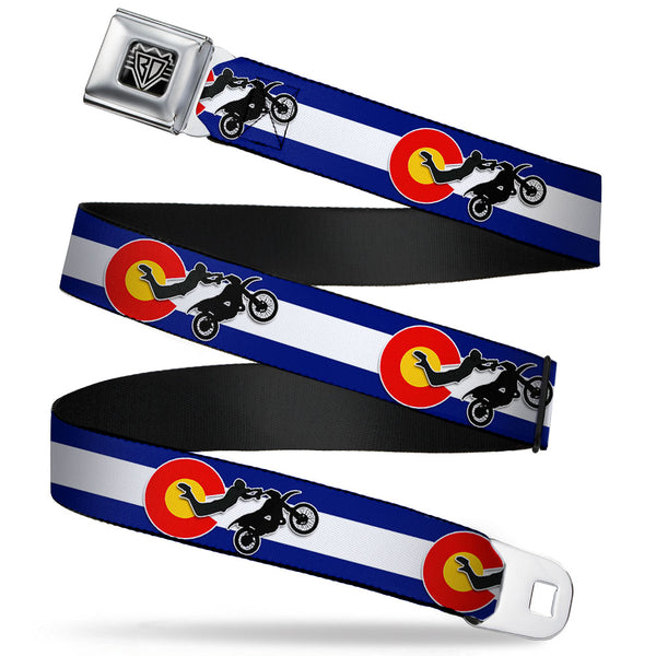 Buckle-Down BD Wings Logo CLOSE-UP Full Color Black Silver Seatbelt Belt - Colorado/Freestyle Motocross Superman Webbing