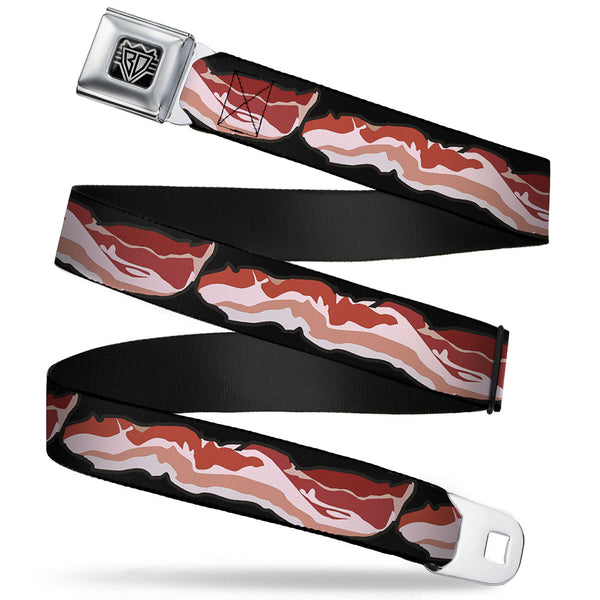 Buckle-Down BD Wings Logo CLOSE-UP Full Color Black Silver Seatbelt Belt - Bacon Webbing