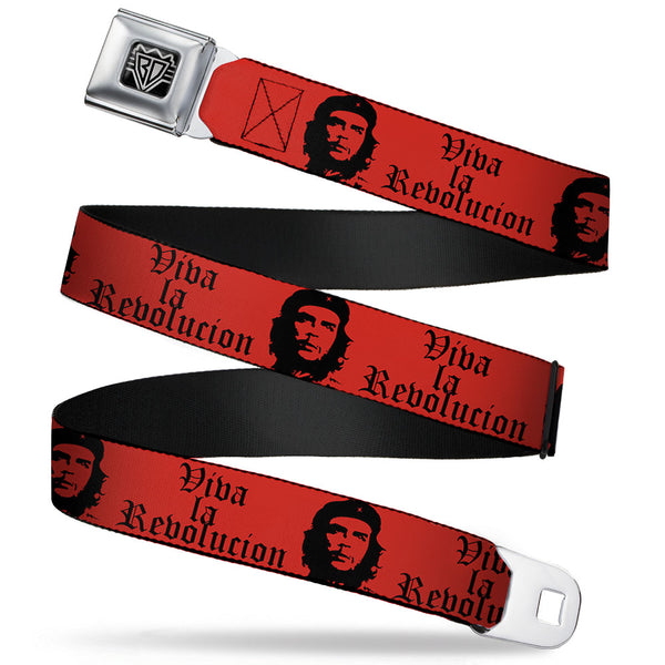 Buckle-Down BD Wings Logo CLOSE-UP Full Color Black Silver Seatbelt Belt - Che Red/Black Webbing