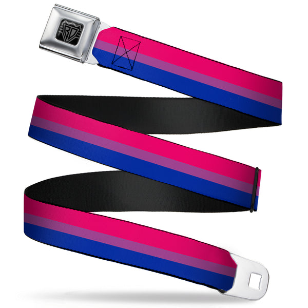 Buckle-Down BD Wings Logo CLOSE-UP Full Color Black Silver Seatbelt Belt - Flag Bisexual Pink/Purple/Blue Webbing