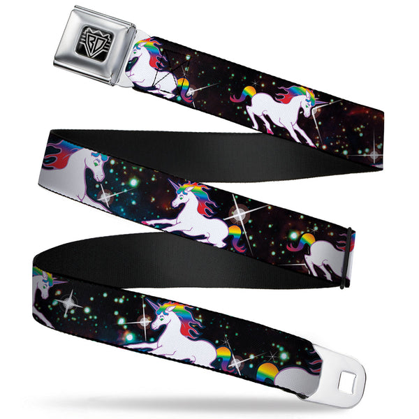 Buckle-Down BD Wings Logo CLOSE-UP Full Color Black Silver Seatbelt Belt - Unicorn Universe Webbing