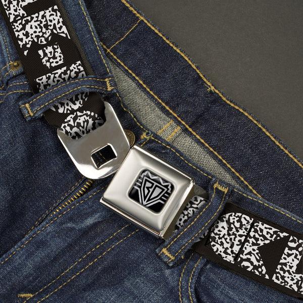 Buckle-Down BD Wings Logo CLOSE-UP Full Color Black Silver Seatbelt Belt - BUCKLE-DOWN Shapes Black/Camo White/Black Webbing