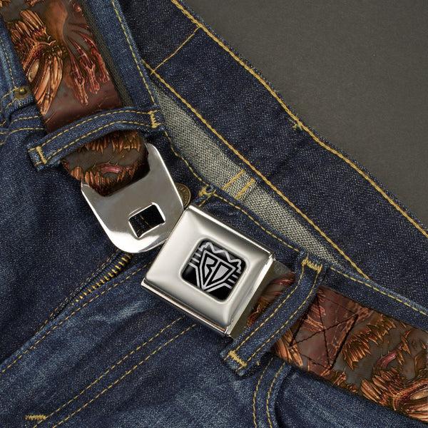 Buckle-Down BD Wings Logo CLOSE-UP Full Color Black Silver Seatbelt Belt - TJ-Brutal Webbing