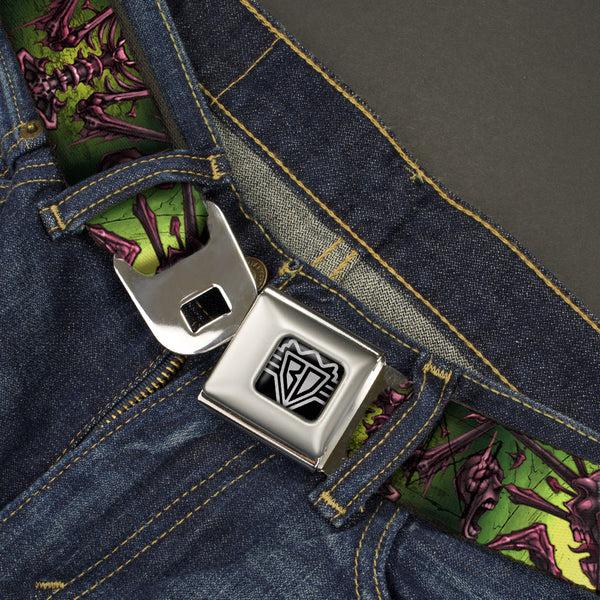 Buckle-Down BD Wings Logo CLOSE-UP Full Color Black Silver Seatbelt Belt - TJ-Bone Man Webbing