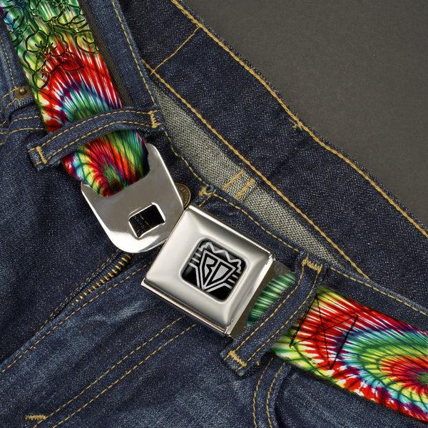 Buckle-Down BD Wings Logo CLOSE-UP Full Color Black Silver Seatbelt Belt - TJ-Bird Kiss Webbing