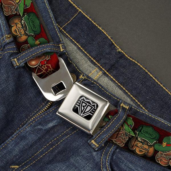 Buckle-Down BD Wings Logo CLOSE-UP Full Color Black Silver Seatbelt Belt - TJ-Bulldog Webbing