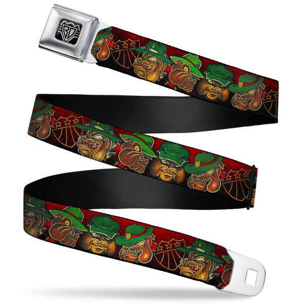 Buckle-Down BD Wings Logo CLOSE-UP Full Color Black Silver Seatbelt Belt - TJ-Bulldog Webbing