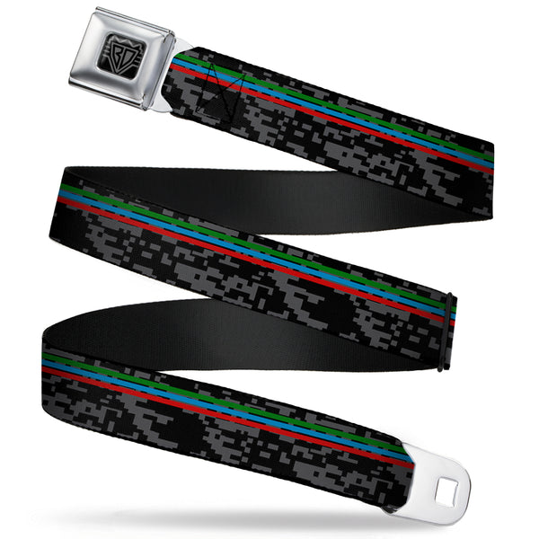 Buckle-Down BD Wings Logo CLOSE-UP Full Color Black Silver Seatbelt Belt - Racing Stripes/Digital Camo Black/Gray/Green/Blue/Red Webbing