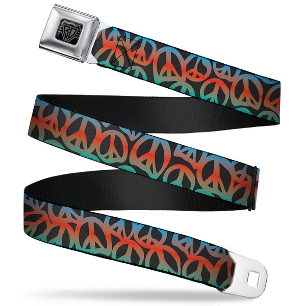 Buckle-Down BD Wings Logo CLOSE-UP Full Color Black Silver Seatbelt Belt - Peace Black/Multi Color Webbing