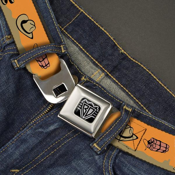 Buckle-Down BD Wings Logo CLOSE-UP Full Color Black Silver Seatbelt Belt - Old Western Multi Color Webbing