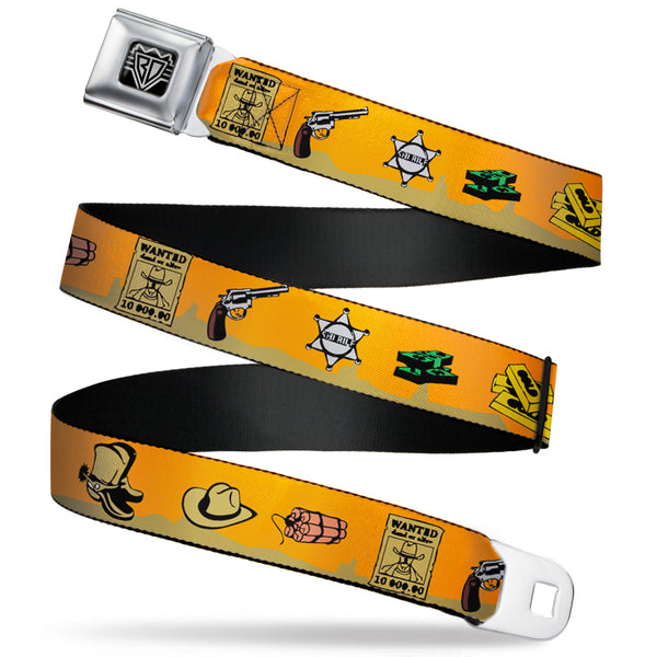 Buckle-Down BD Wings Logo CLOSE-UP Full Color Black Silver Seatbelt Belt - Old Western Multi Color Webbing